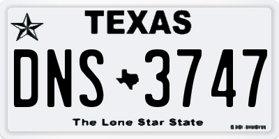 TX license plate DNS3747