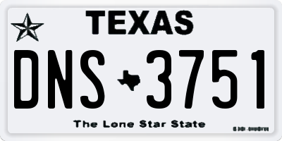 TX license plate DNS3751