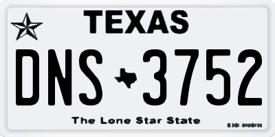 TX license plate DNS3752