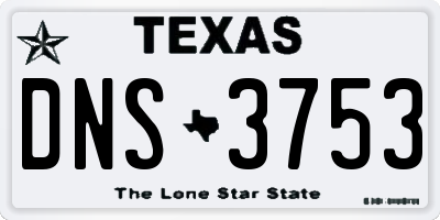 TX license plate DNS3753