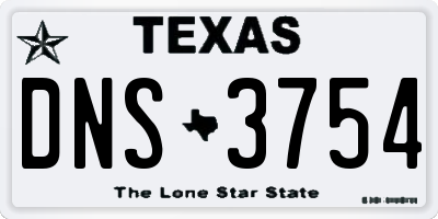 TX license plate DNS3754