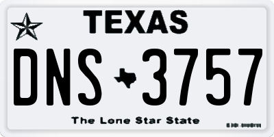 TX license plate DNS3757