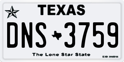 TX license plate DNS3759