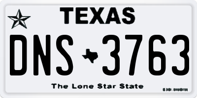 TX license plate DNS3763