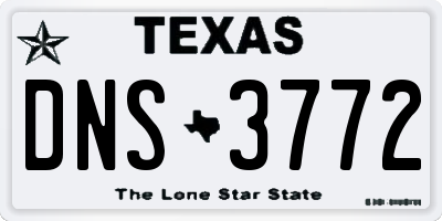TX license plate DNS3772