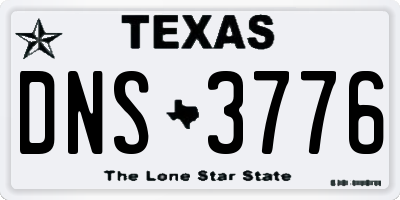 TX license plate DNS3776