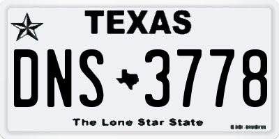 TX license plate DNS3778