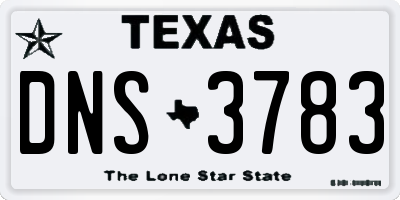 TX license plate DNS3783