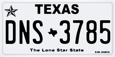 TX license plate DNS3785