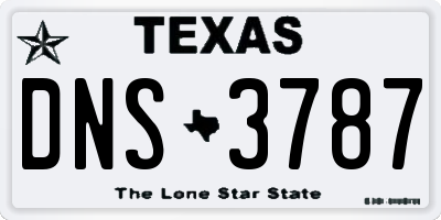 TX license plate DNS3787