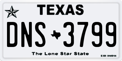 TX license plate DNS3799