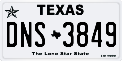 TX license plate DNS3849