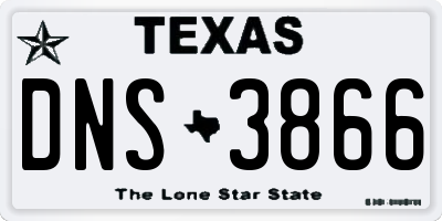 TX license plate DNS3866
