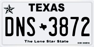 TX license plate DNS3872