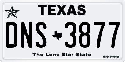 TX license plate DNS3877