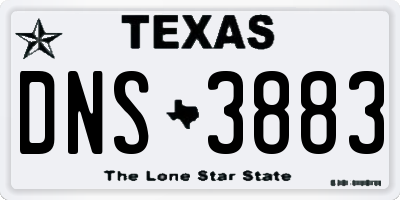 TX license plate DNS3883