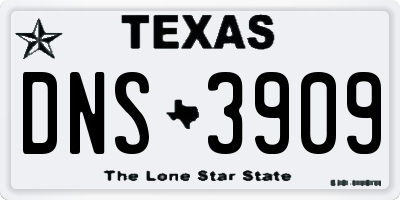TX license plate DNS3909