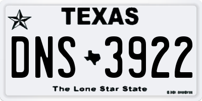 TX license plate DNS3922