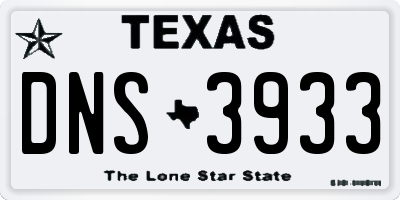 TX license plate DNS3933