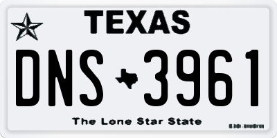 TX license plate DNS3961