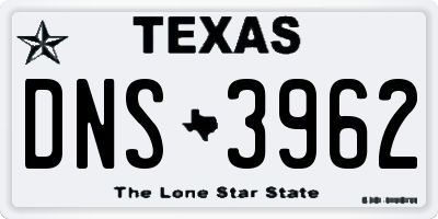 TX license plate DNS3962