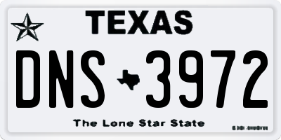 TX license plate DNS3972