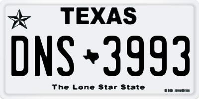 TX license plate DNS3993