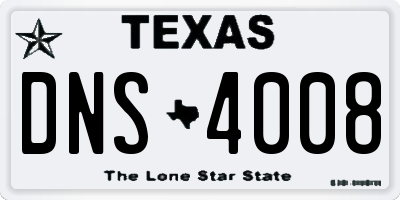 TX license plate DNS4008