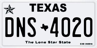 TX license plate DNS4020