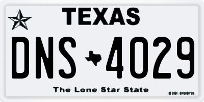 TX license plate DNS4029