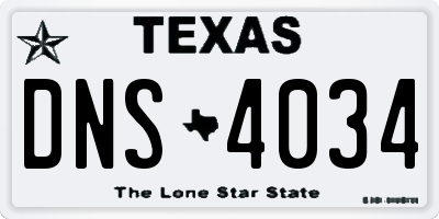 TX license plate DNS4034