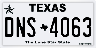 TX license plate DNS4063