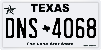 TX license plate DNS4068
