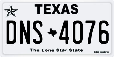 TX license plate DNS4076