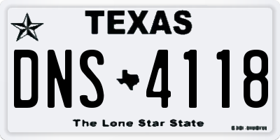 TX license plate DNS4118