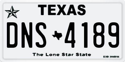 TX license plate DNS4189