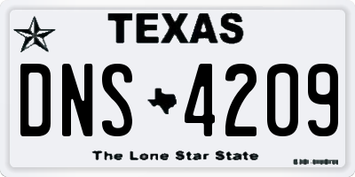 TX license plate DNS4209