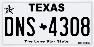 TX license plate DNS4308