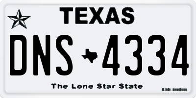 TX license plate DNS4334