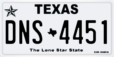 TX license plate DNS4451