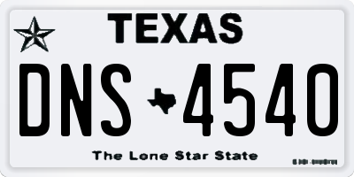 TX license plate DNS4540