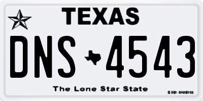 TX license plate DNS4543