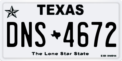 TX license plate DNS4672