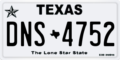 TX license plate DNS4752