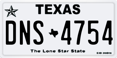 TX license plate DNS4754