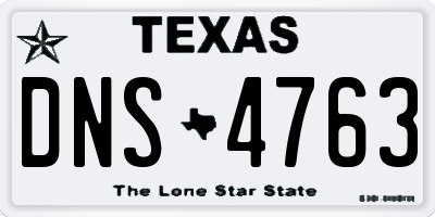 TX license plate DNS4763