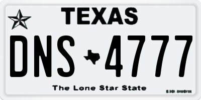 TX license plate DNS4777