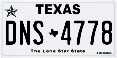 TX license plate DNS4778