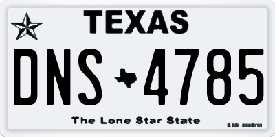 TX license plate DNS4785