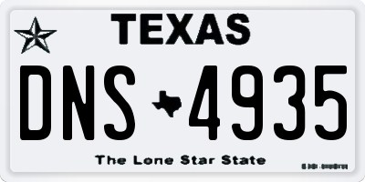 TX license plate DNS4935